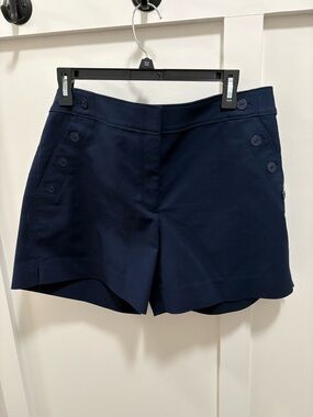 White House Black Market Navy Button-Accent High-Rise Shorts